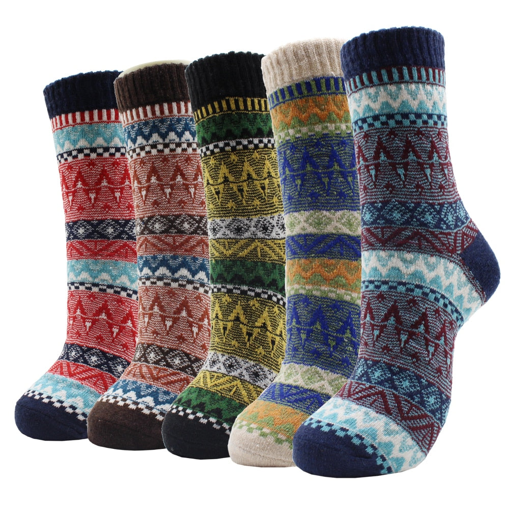 Warm Wool Socks for Men and Women. Five pair bundle.