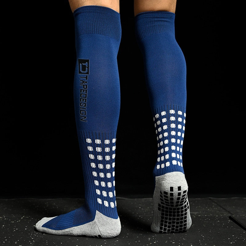 Men's Non-Slip Soccer Socks, Breathable, Knee High with Towel Bottom