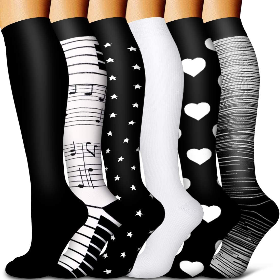 5/6 Pairs Men and Women Compression Socks Circulation Recovery Varicose Veins Nursing Travel Running Hiking Sports Socks