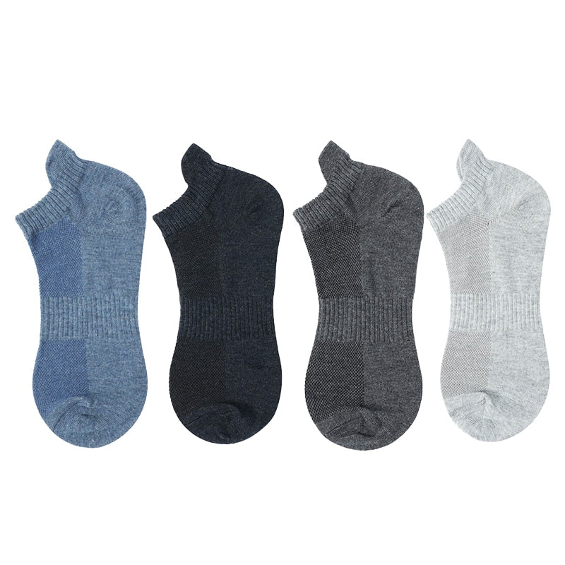 Men's Cotton/Mesh Boat Socks, Bundle of Four Pairs