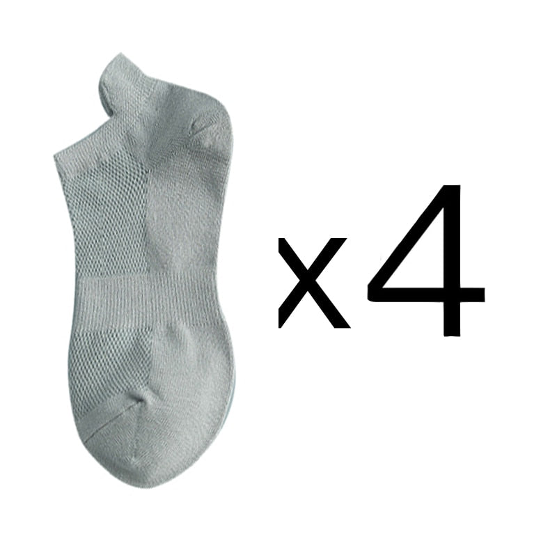 Men's Cotton/Mesh Boat Socks, Bundle of Four Pairs