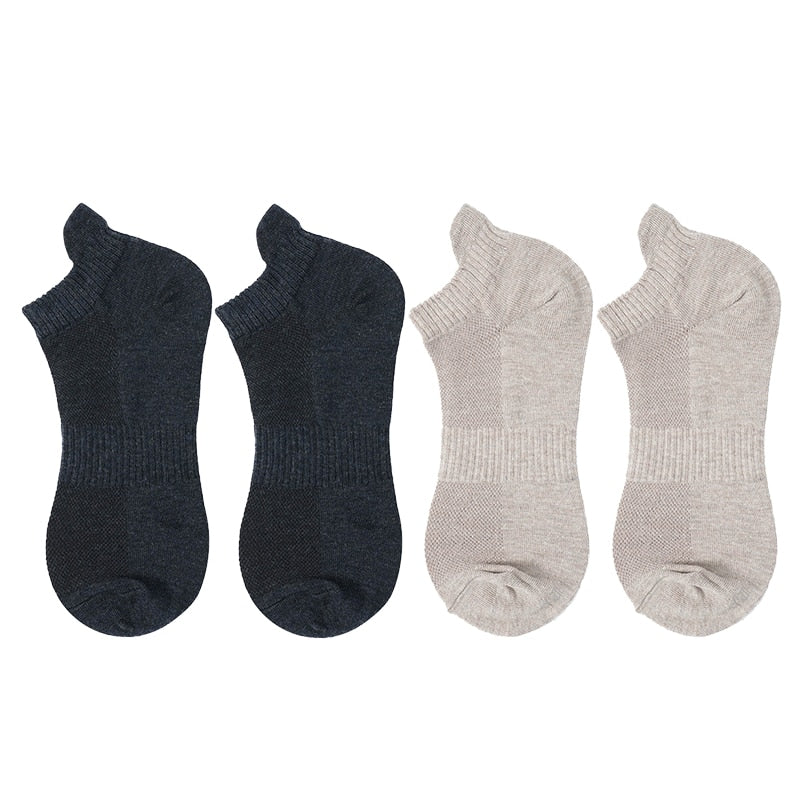 Men's Cotton/Mesh Boat Socks, Bundle of Four Pairs