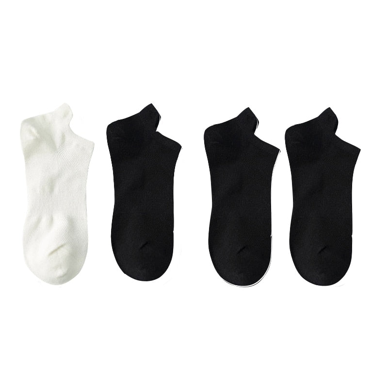 Men's Cotton/Mesh Boat Socks, Bundle of Four Pairs