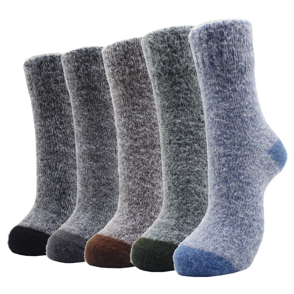 Warm Wool Socks for Men and Women. Five pair bundle.