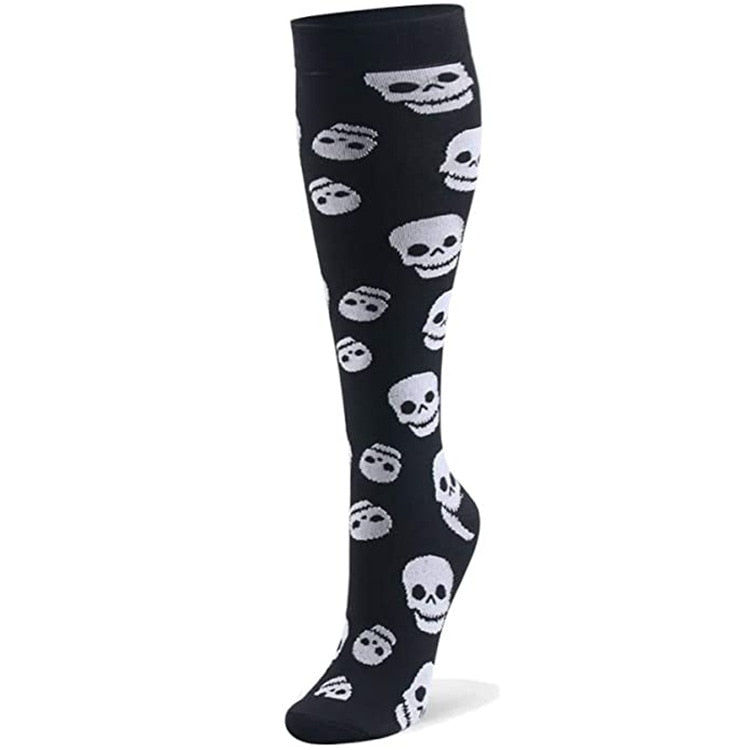 Compression Knee High Skeleton and Skulls Unisex Socks