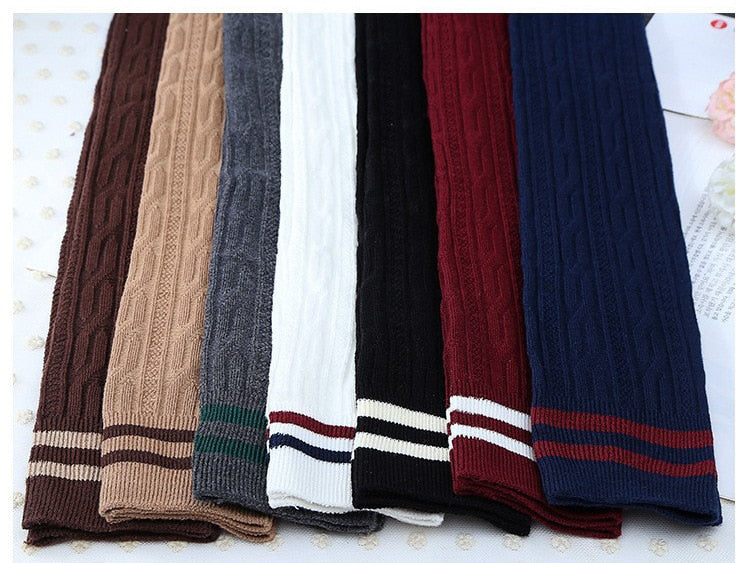 Autumn and winter thickening Japanese knee-high socks mid-thigh cotton lace long socks female socks