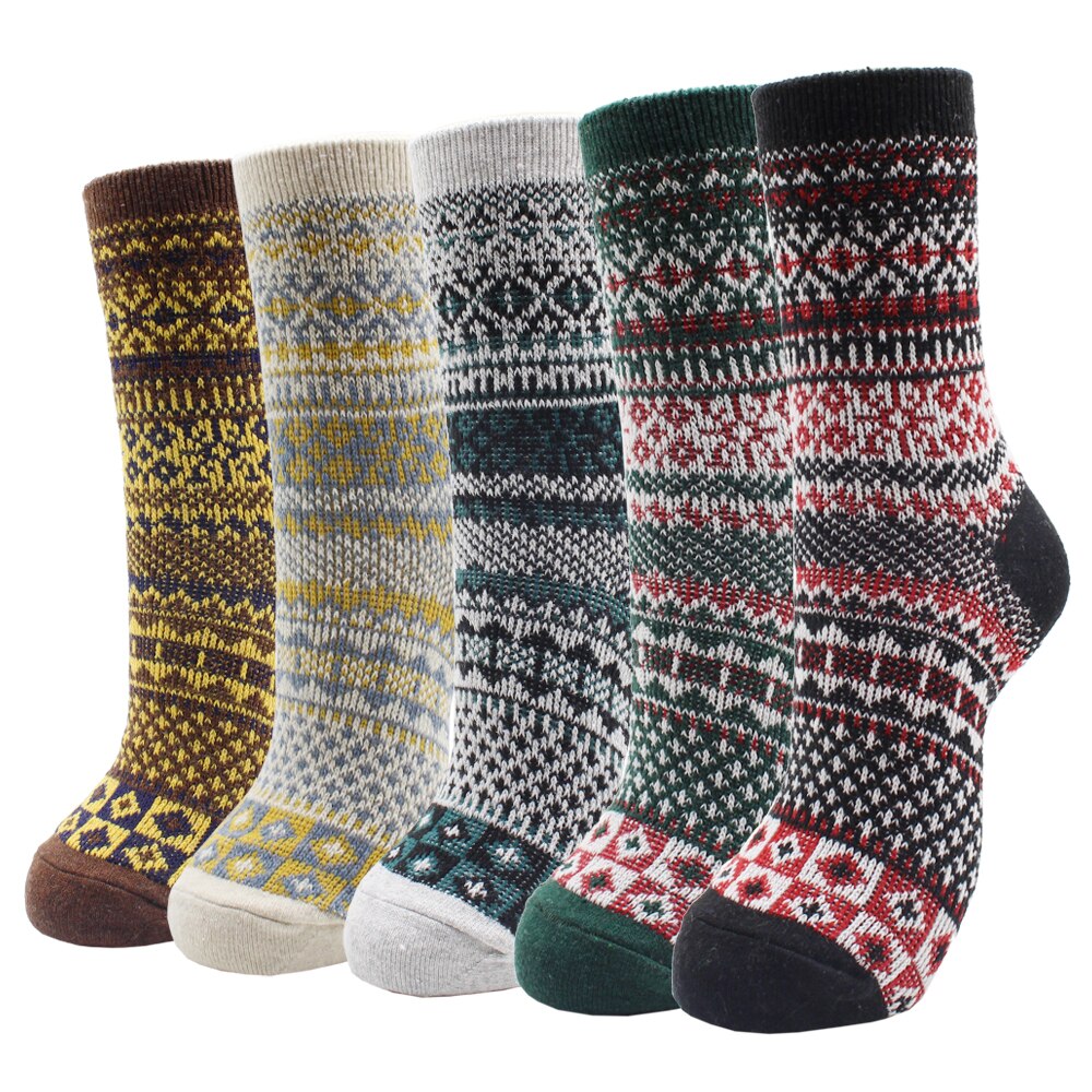 Warm Wool Socks for Men and Women. Five pair bundle.