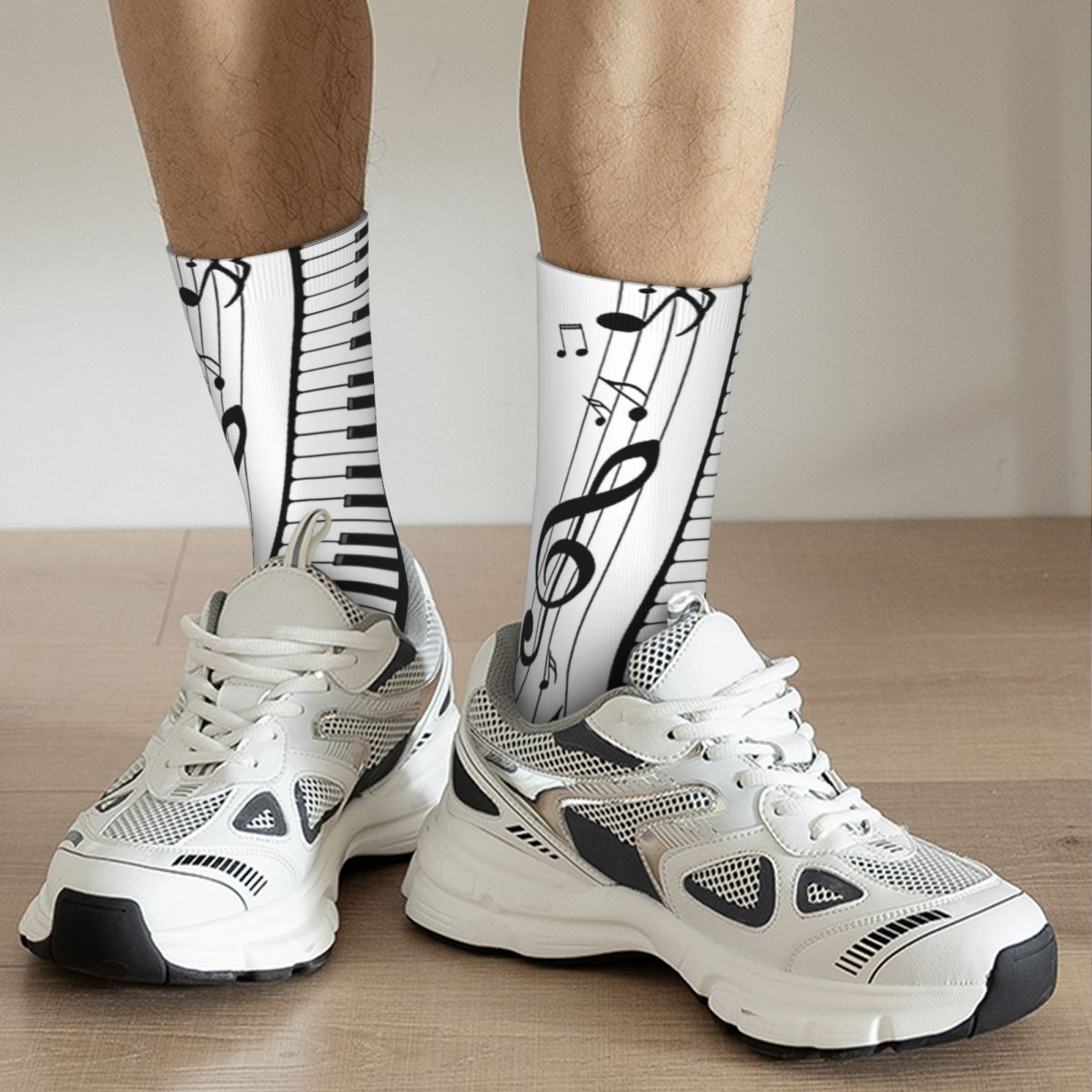 Black and White Piano Keys Socks Unisex