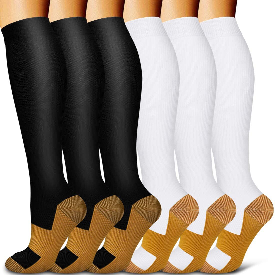 5/6 Pairs Men and Women Compression Socks Circulation Recovery Varicose Veins Nursing Travel Running Hiking Sports Socks