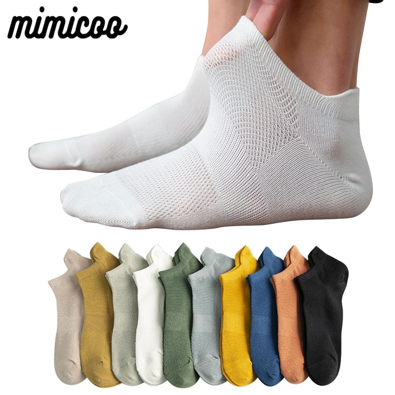 Men's Cotton/Mesh Boat Socks, Bundle of Four Pairs