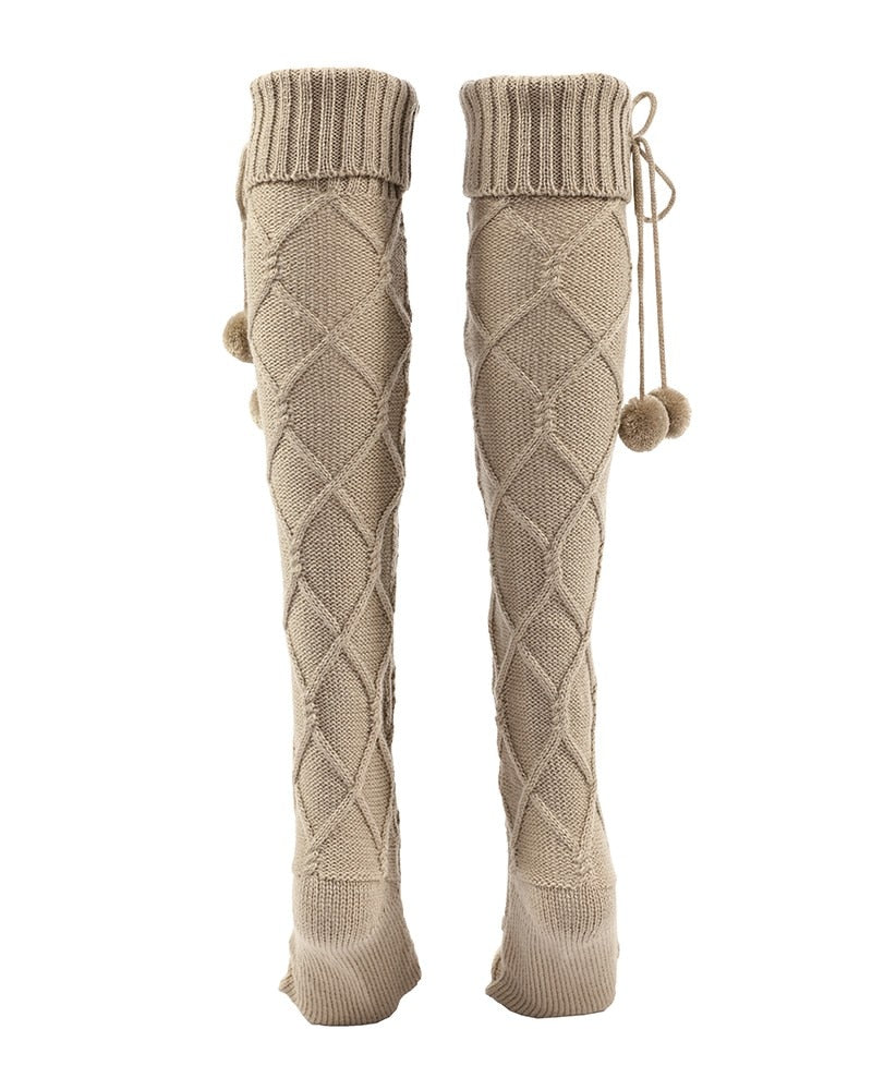 Braided Thigh High Socks