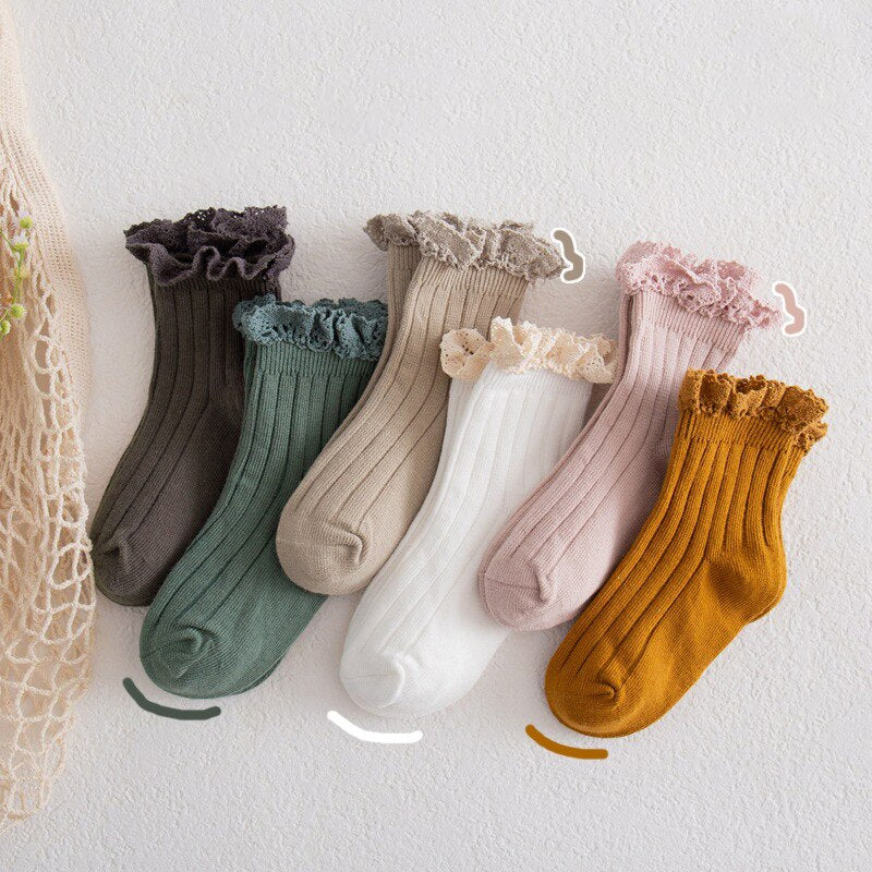 Girls Candy Colored Lace Socks