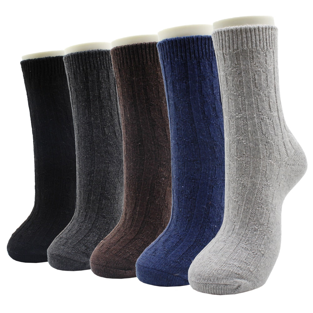 Warm Wool Socks for Men and Women. Five pair bundle.