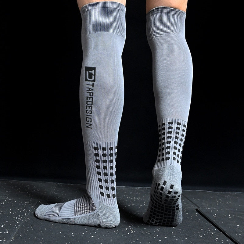 Men's Non-Slip Soccer Socks, Breathable, Knee High with Towel Bottom