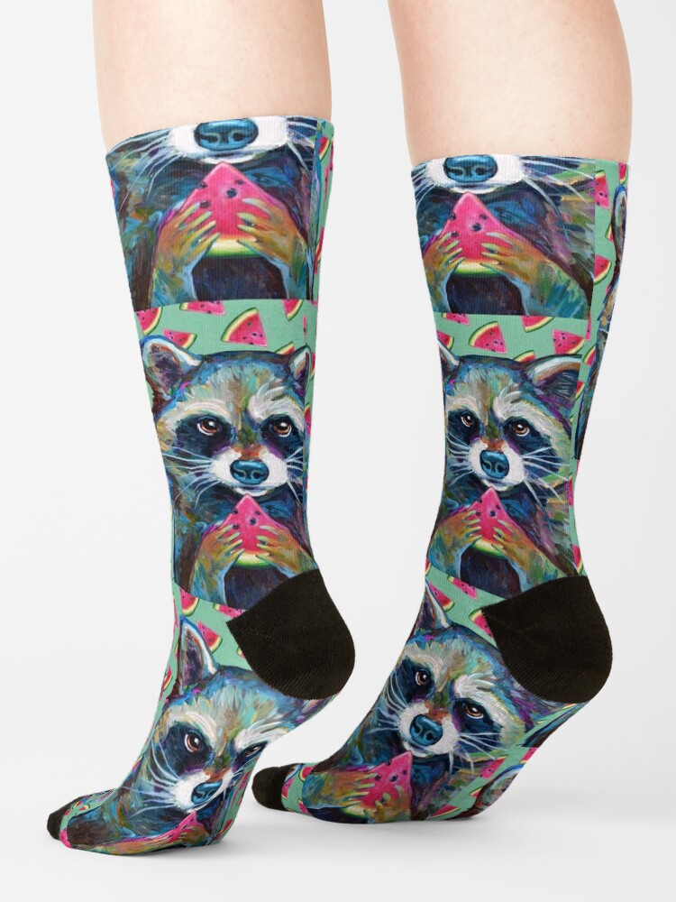 RACCOON with WATERMELON WEDGE Socks