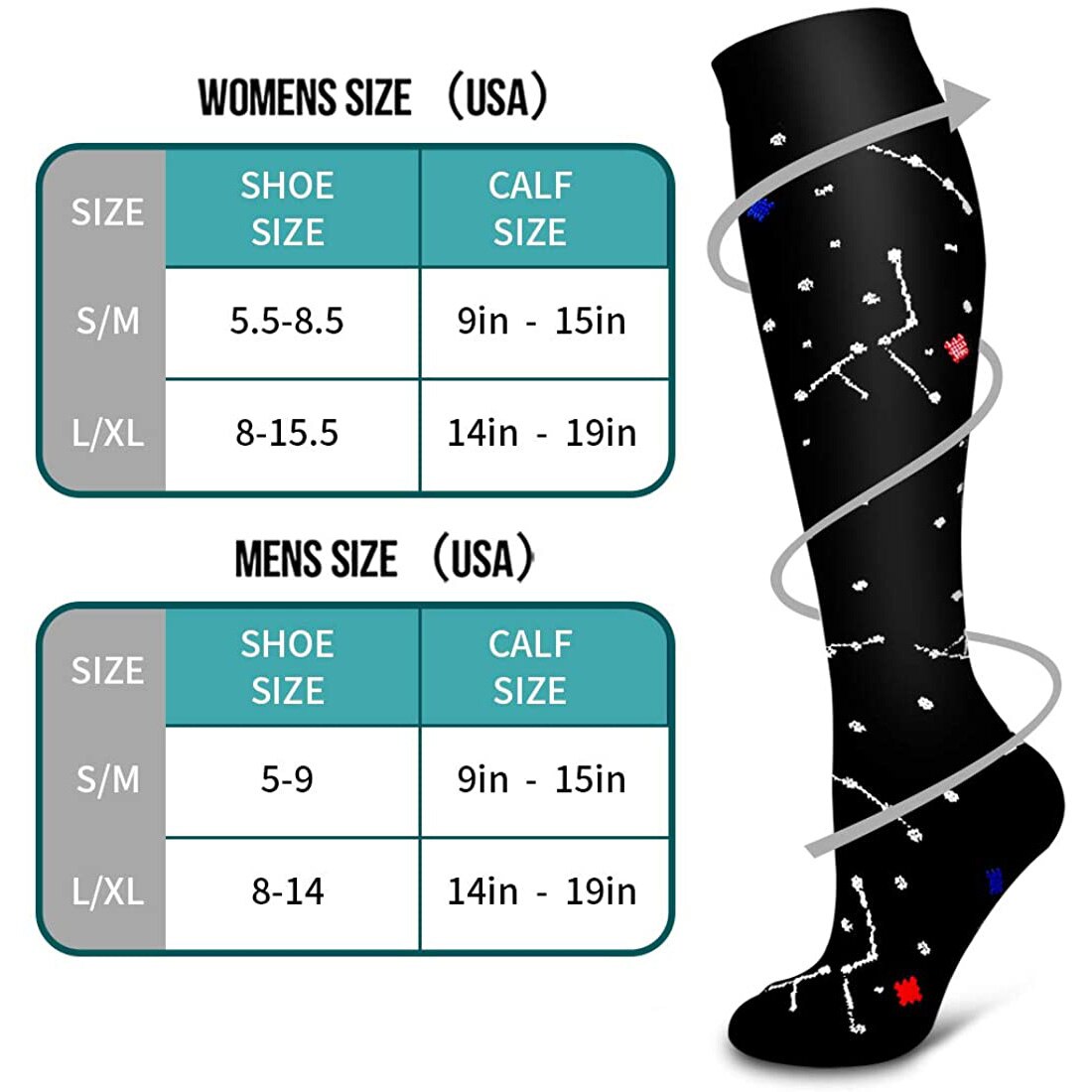 5/6 Pairs Men and Women Compression Socks Circulation Recovery Varicose Veins Nursing Travel Running Hiking Sports Socks