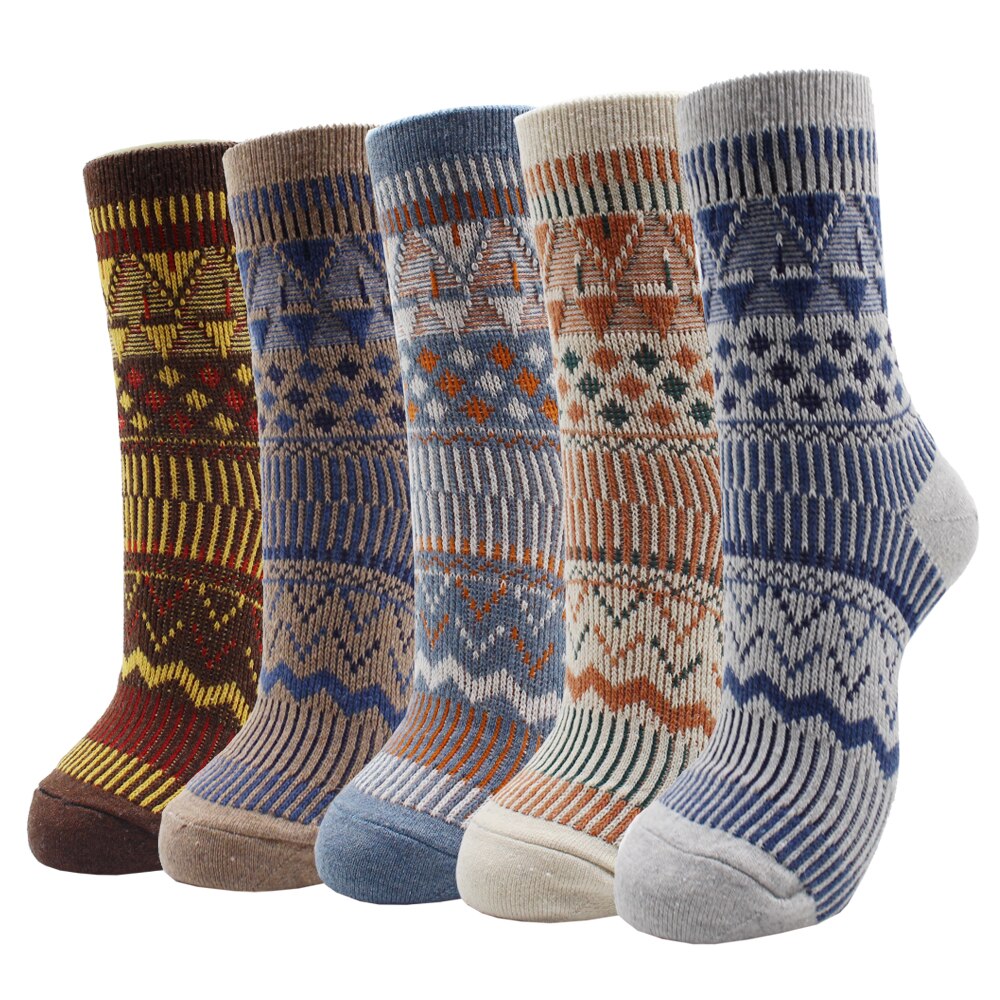 Warm Wool Socks for Men and Women. Five pair bundle.