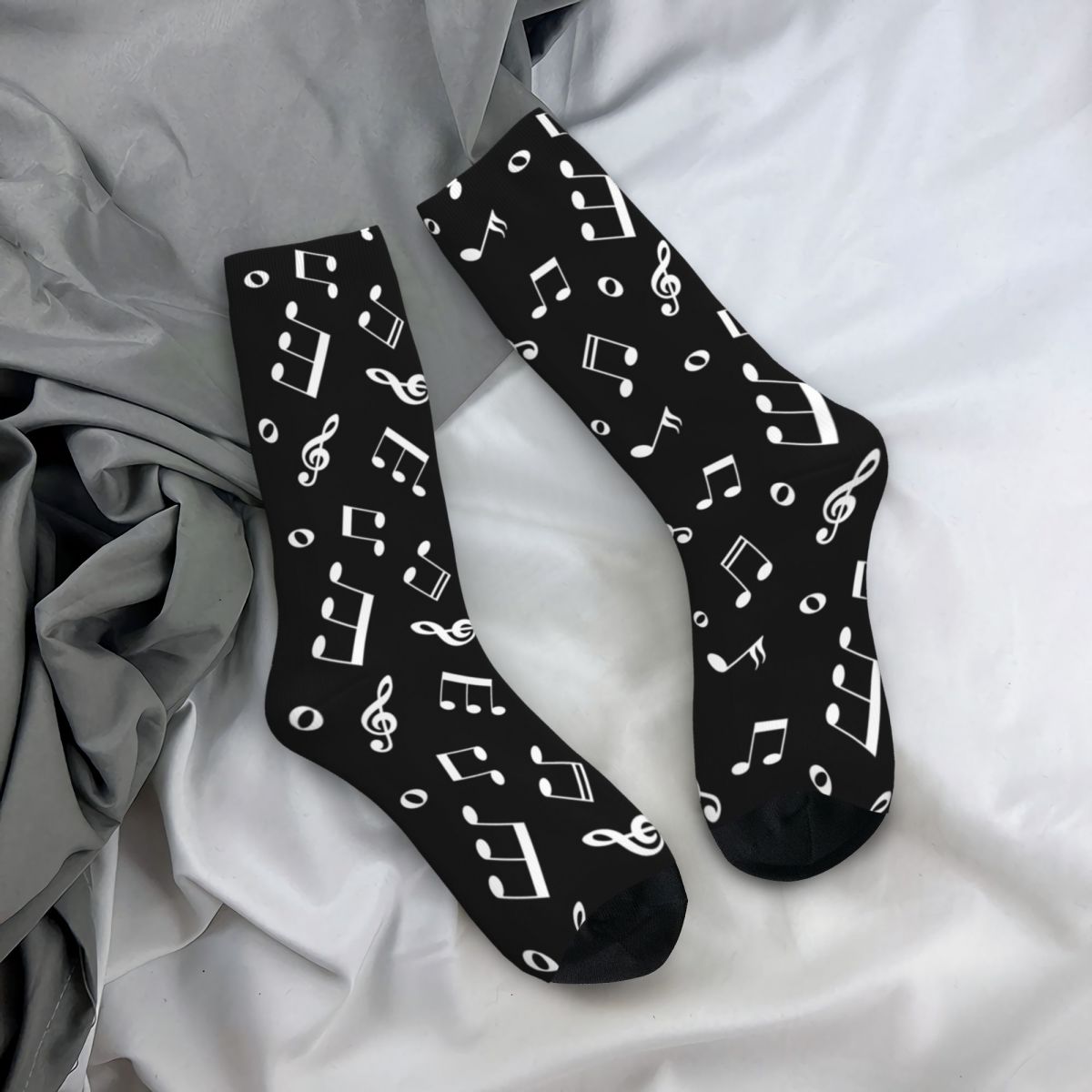 Winter Warm Cool Unisex Music Notes Socks Sweat Absorbing Crew Socks