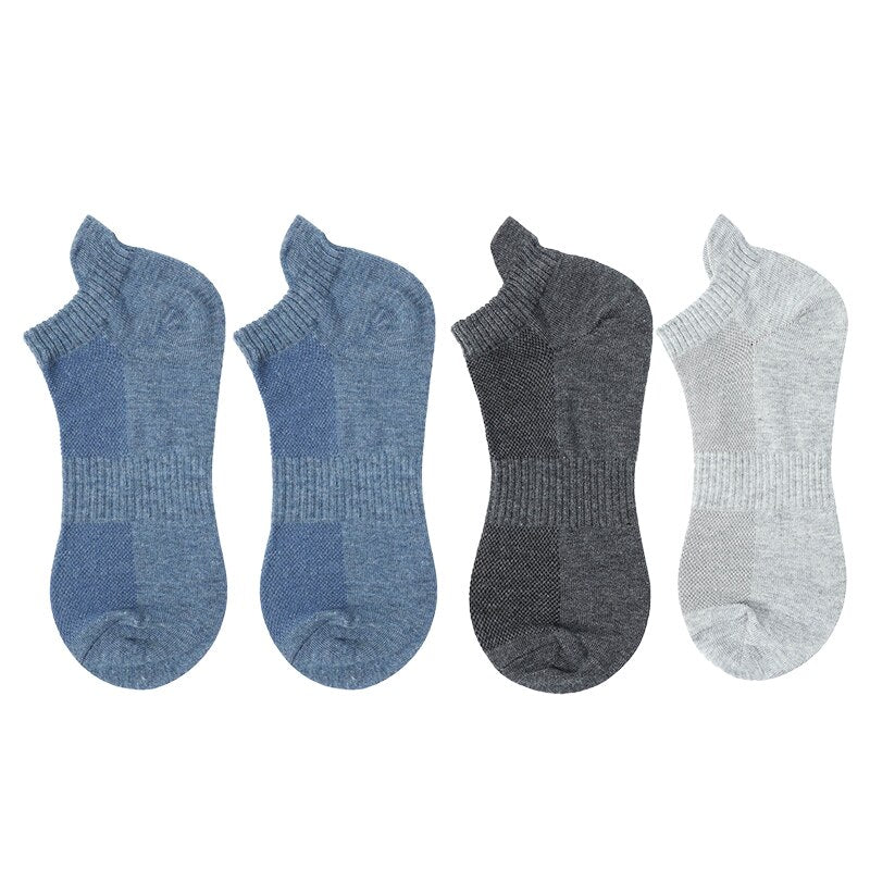 Men's Cotton/Mesh Boat Socks, Bundle of Four Pairs