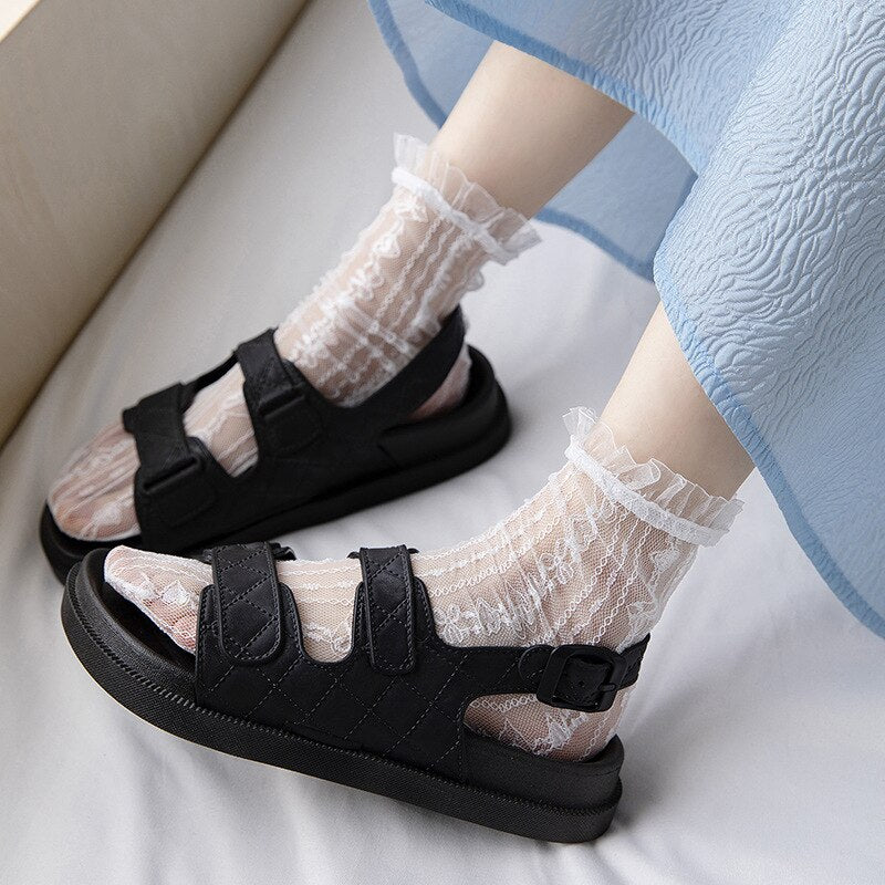 Ruffles & Lace Crew Socks