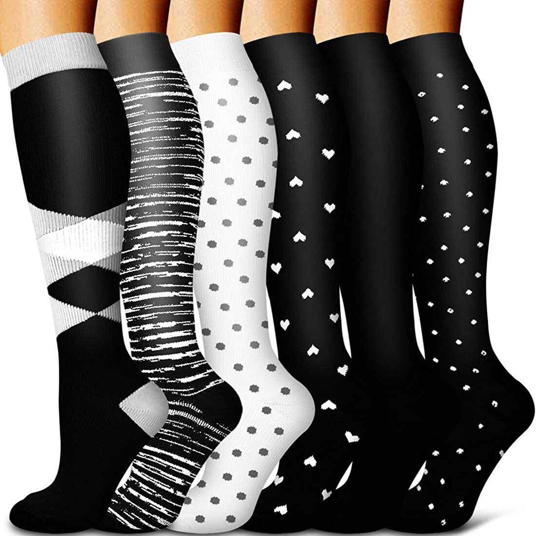 5/6 Pairs Men and Women Compression Socks Circulation Recovery Varicose Veins Nursing Travel Running Hiking Sports Socks