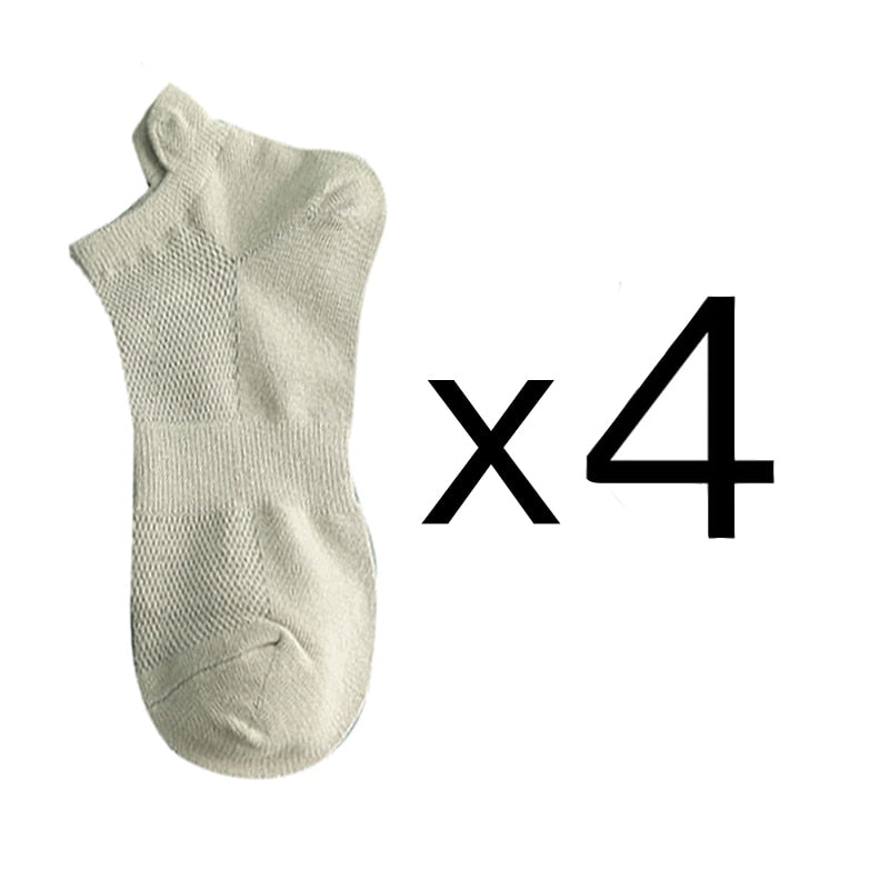 Men's Cotton/Mesh Boat Socks, Bundle of Four Pairs