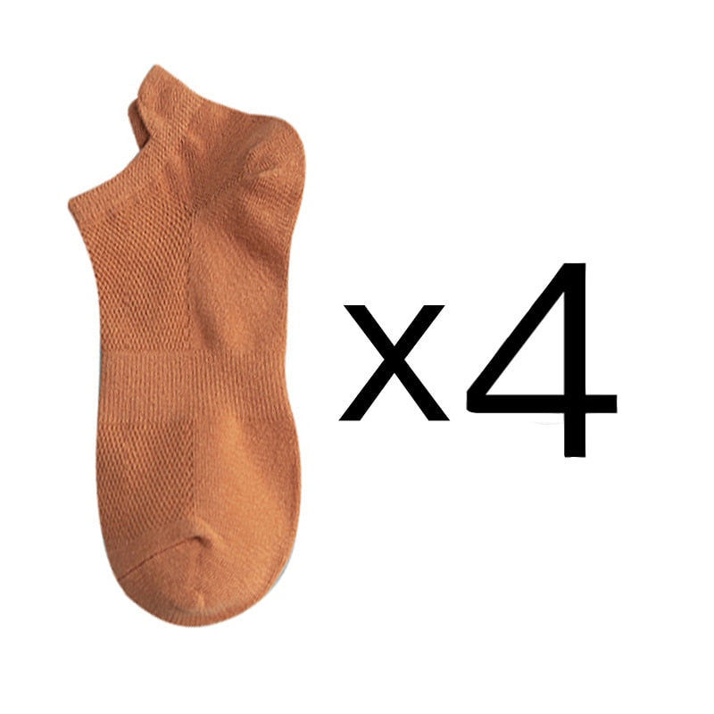 Men's Cotton/Mesh Boat Socks, Bundle of Four Pairs