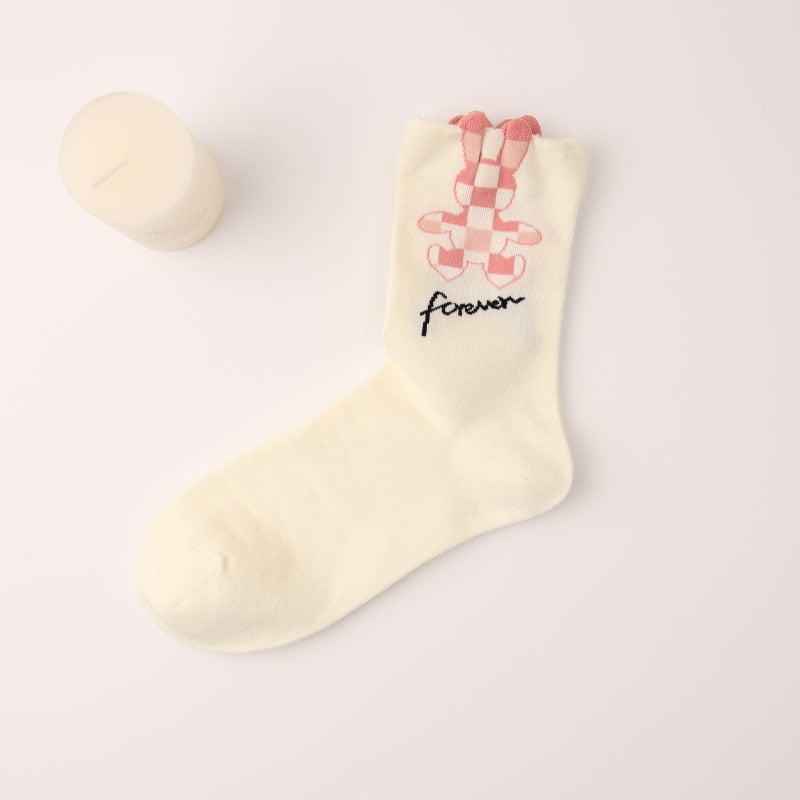 Springtime Bunny & Flower Socks for Women