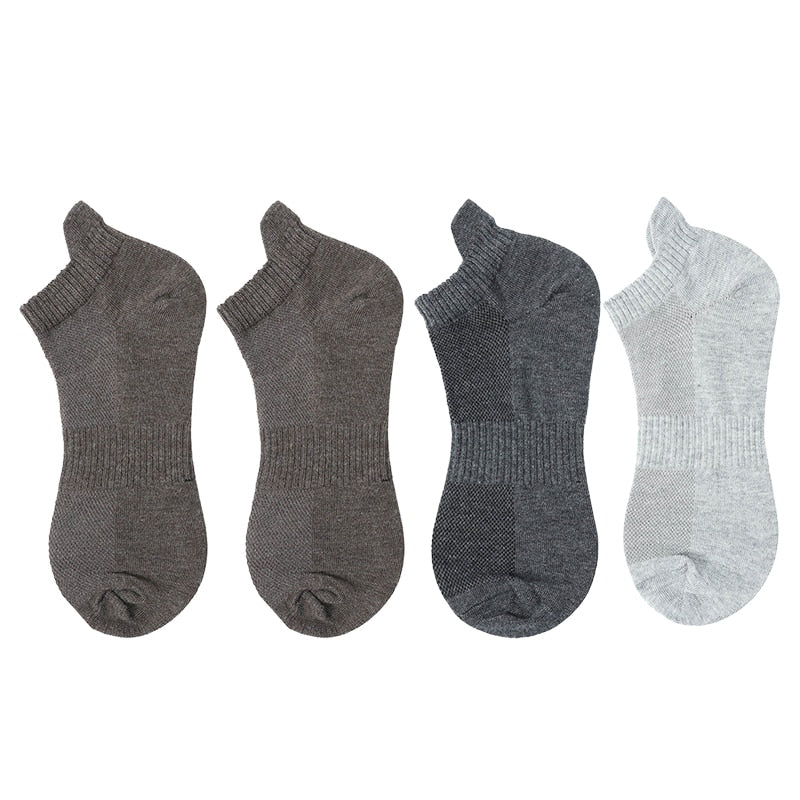 Men's Cotton/Mesh Boat Socks, Bundle of Four Pairs