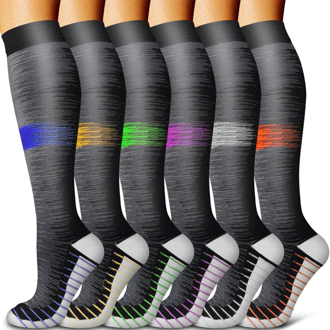 5/6 Pairs Men and Women Compression Socks Circulation Recovery Varicose Veins Nursing Travel Running Hiking Sports Socks