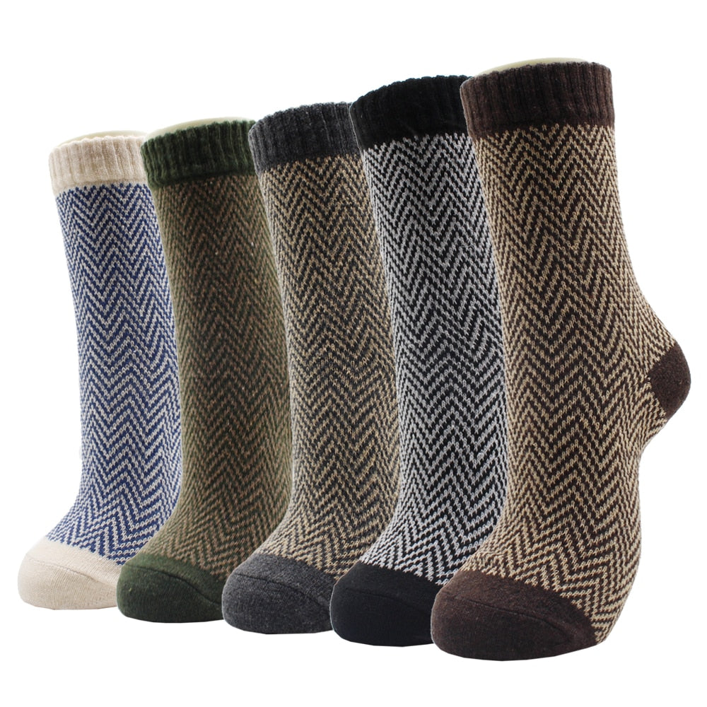 Warm Wool Socks for Men and Women. Five pair bundle.