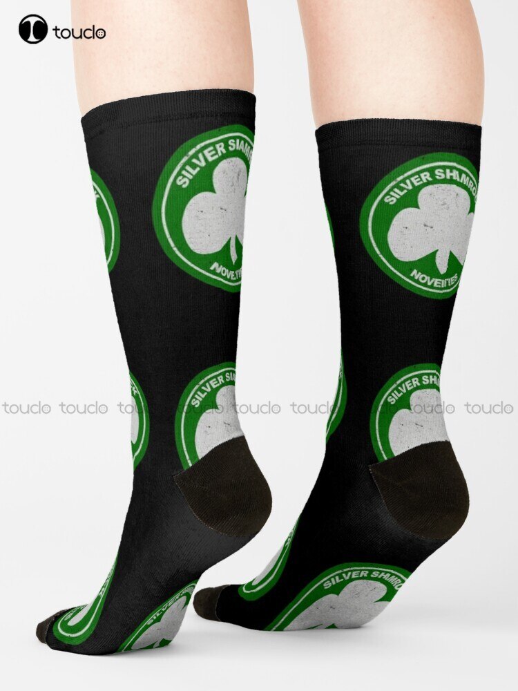 Silver Shamrock Holiday Socks