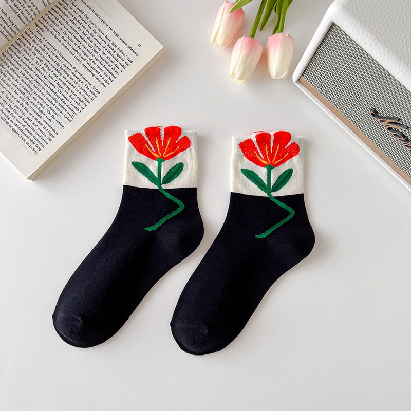 Women's Spring Flower Boat Socks