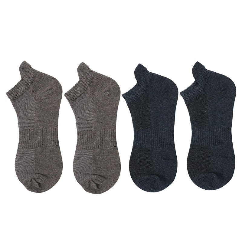 Men's Cotton/Mesh Boat Socks, Bundle of Four Pairs