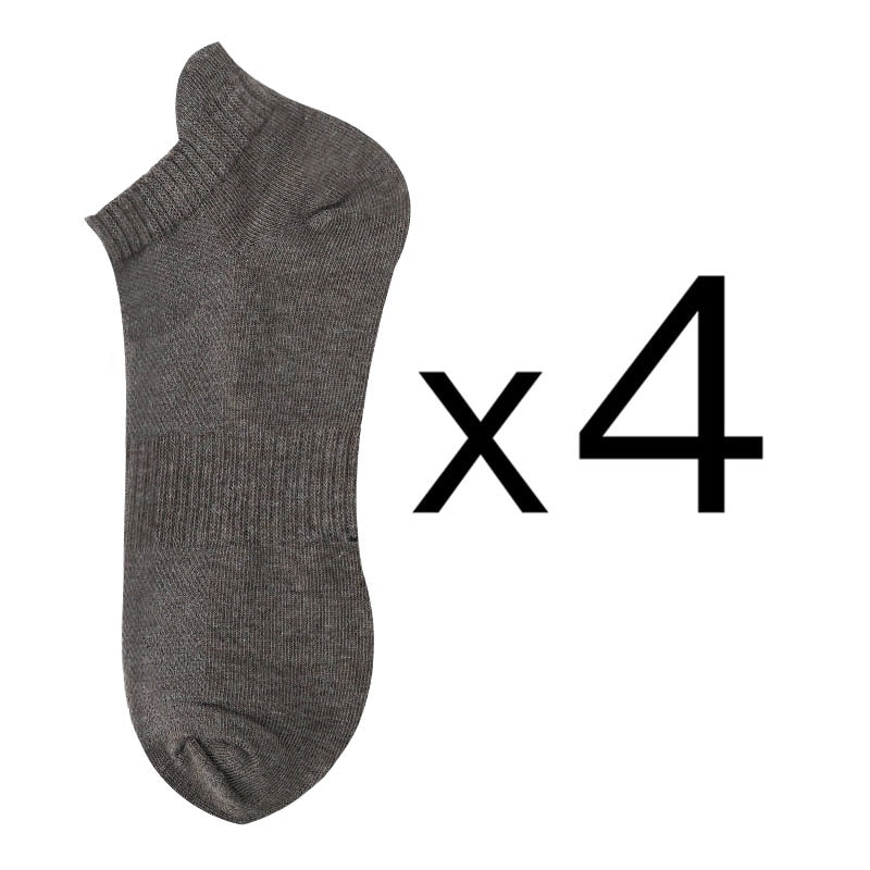 Men's Cotton/Mesh Boat Socks, Bundle of Four Pairs