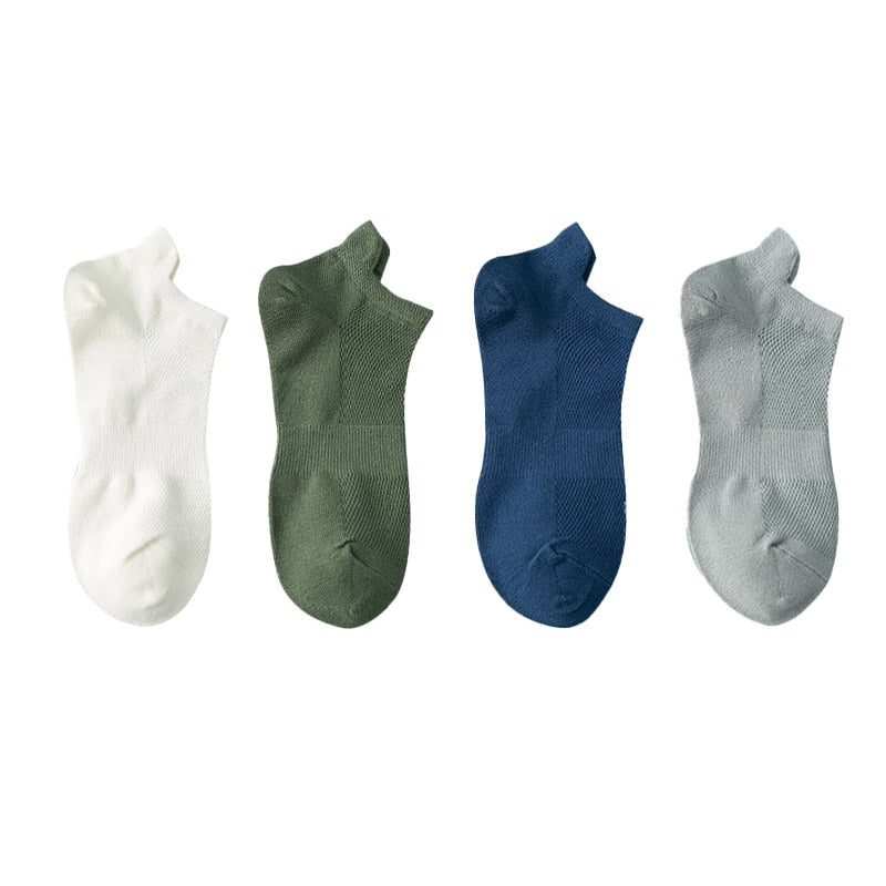 Men's Cotton/Mesh Boat Socks, Bundle of Four Pairs