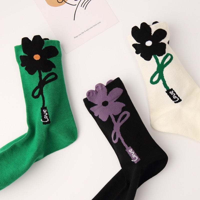 Springtime Bunny & Flower Socks for Women