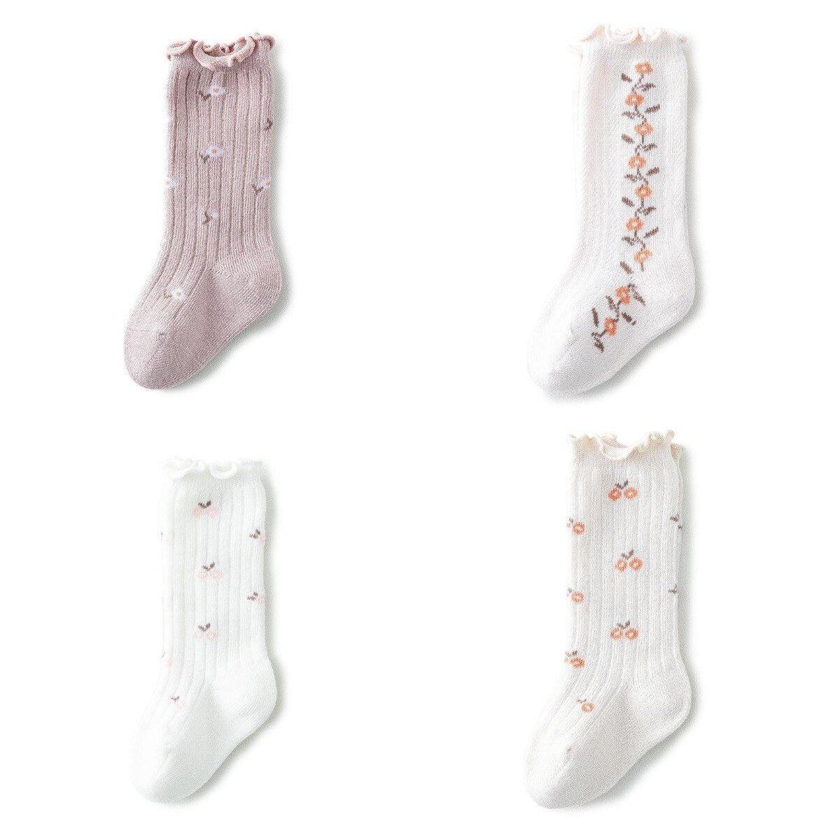 Knee-high Socks for Babes. Four Pair Bundle.