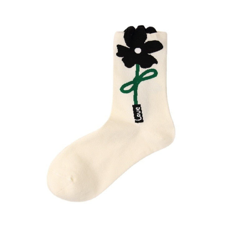 Springtime Bunny & Flower Socks for Women