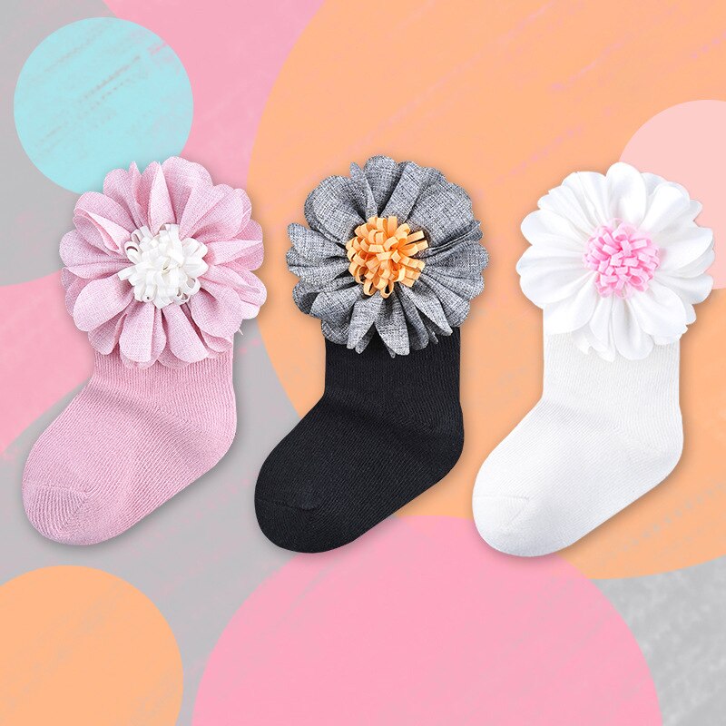 3 Pair Girls Flower Baby Socks