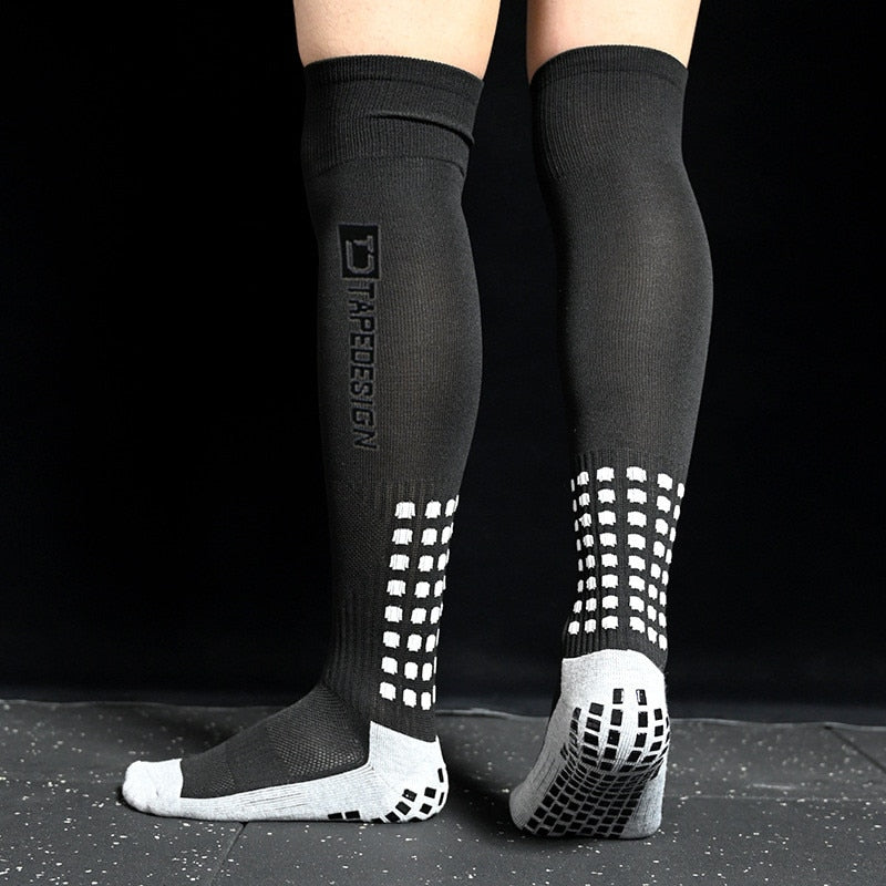 Men's Non-Slip Soccer Socks, Breathable, Knee High with Towel Bottom