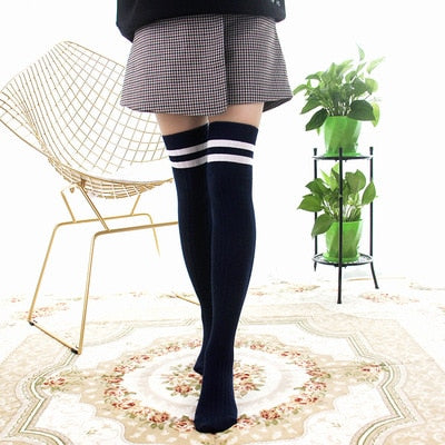 Autumn and winter thickening Japanese knee-high socks mid-thigh cotton lace long socks female socks