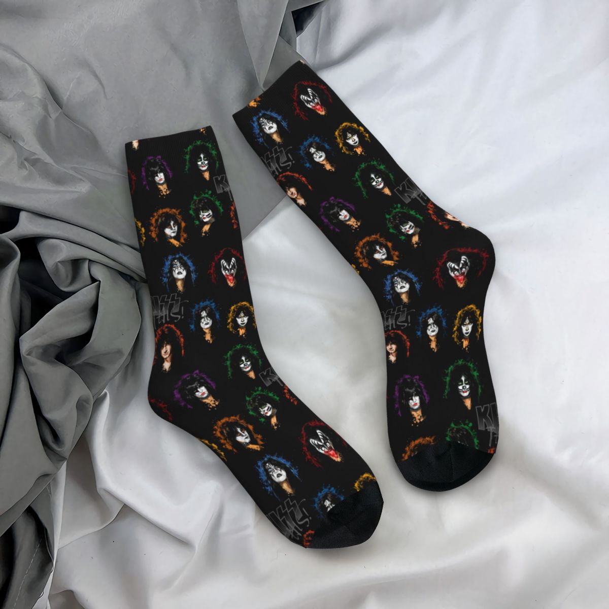 Music Rock Band Kiss Members Faces Socks