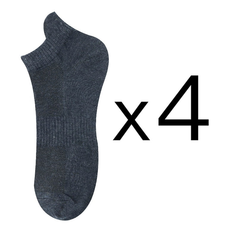 Men's Cotton/Mesh Boat Socks, Bundle of Four Pairs