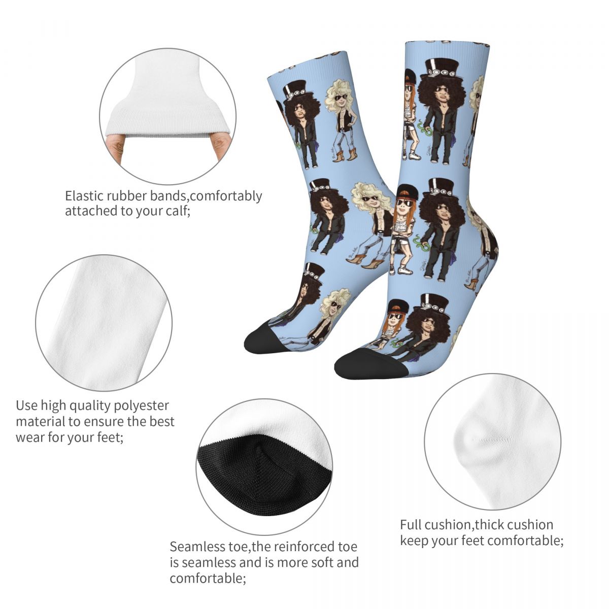 Guns N'Roses Compression Cartoon Socks Unisex