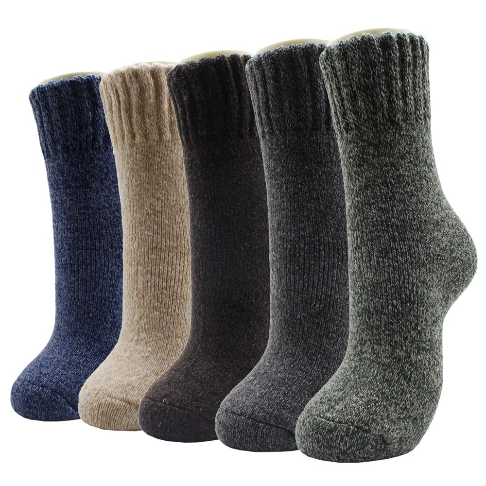 Warm Wool Socks for Men and Women. Five pair bundle.