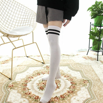 Autumn and winter thickening Japanese knee-high socks mid-thigh cotton lace long socks female socks