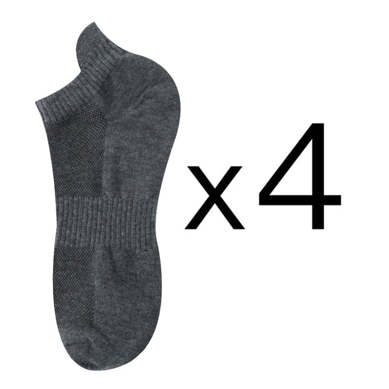 Men's Cotton/Mesh Boat Socks, Bundle of Four Pairs