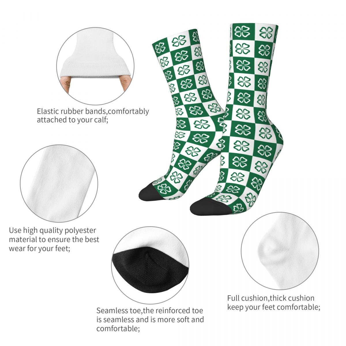 Athletic Shamrock Socks for Men & Women