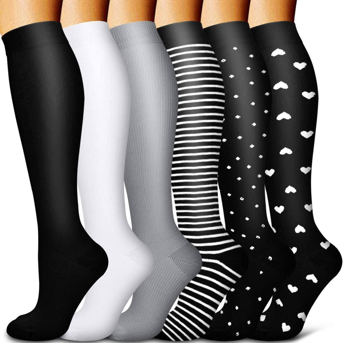 5/6 Pairs Men and Women Compression Socks Circulation Recovery Varicose Veins Nursing Travel Running Hiking Sports Socks